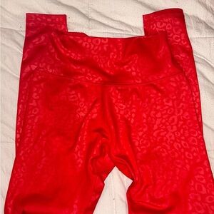 Bright Red Leopard Leggings Size Small